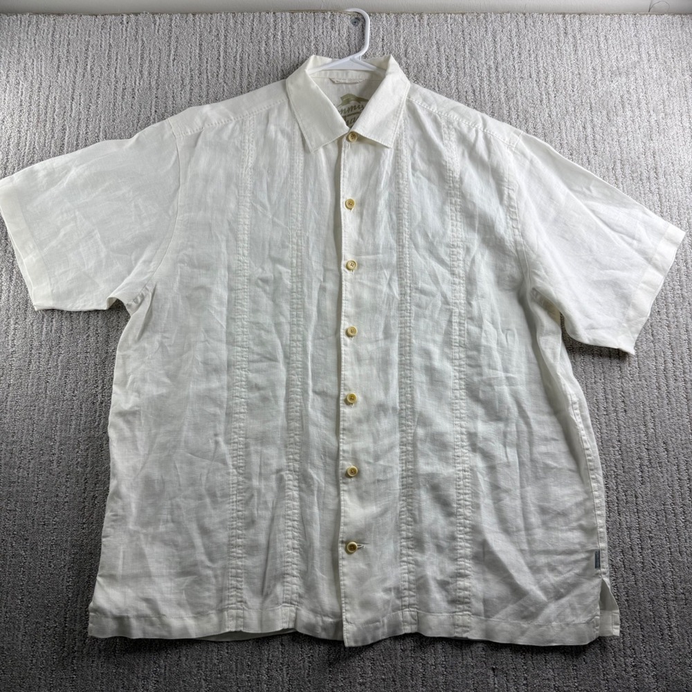 Tommy Bahama Relax 100% Linen Short Sleeve Shirt Mens Size XL White